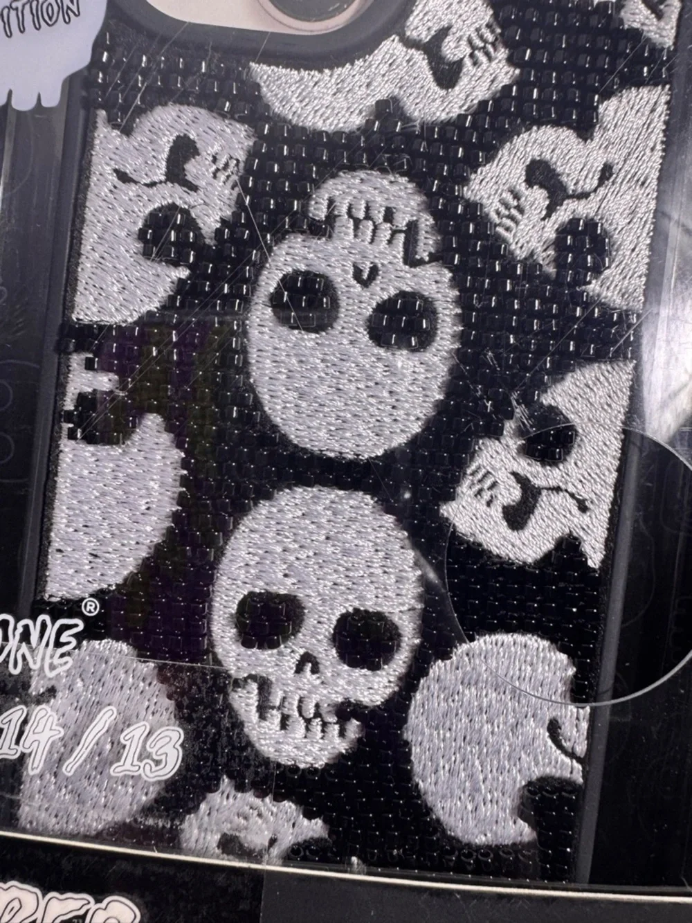 Reaper Beaded Skull iPhone Case - Black & White